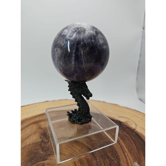 Amethyst Sphere .82lb 65mm W/Dragon Stand - Picture 1 of 12